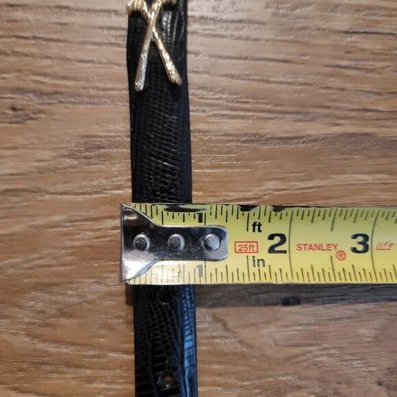 Vintage Golf Belts Women's Italian Leather Sz Small Black & Clear Gold Hardware - Picture 10 of 14